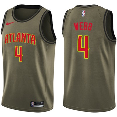 Nike Atlanta Hawks #4 Spud Webb Green Salute to Service Mens NBA Swingman Jersey